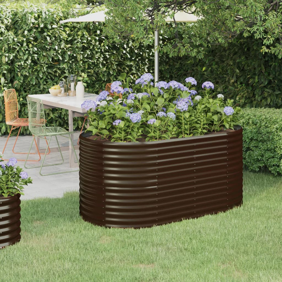 Plantenbak 152X80X68 Cm Gepoedercoat Staal Bruin
