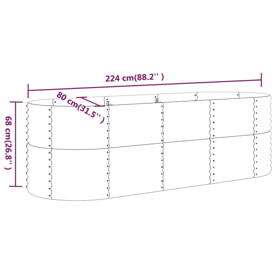 Plantenbak Gepoedercoat Staal 224 x 80 x 68 cm Grijs