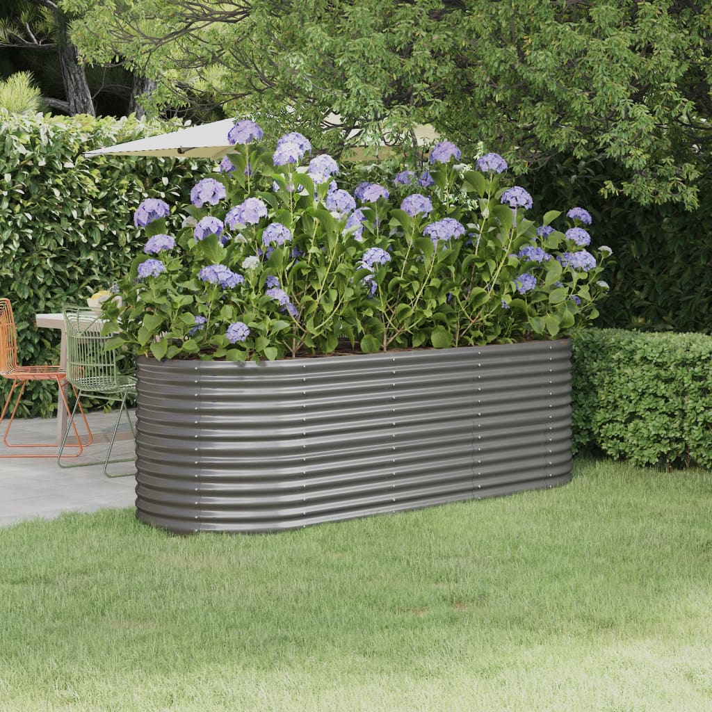 Plantenbak Gepoedercoat Staal 224 x 80 x 68 cm Grijs