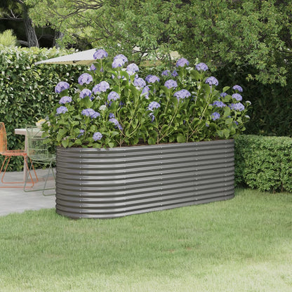 Plantenbak Gepoedercoat Staal 224 x 80 x 68 cm Grijs