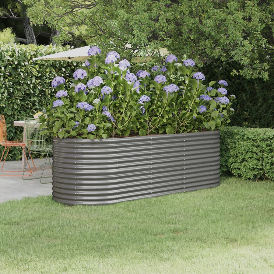 Plantenbak Gepoedercoat Staal 224 x 80 x 68 cm Grijs