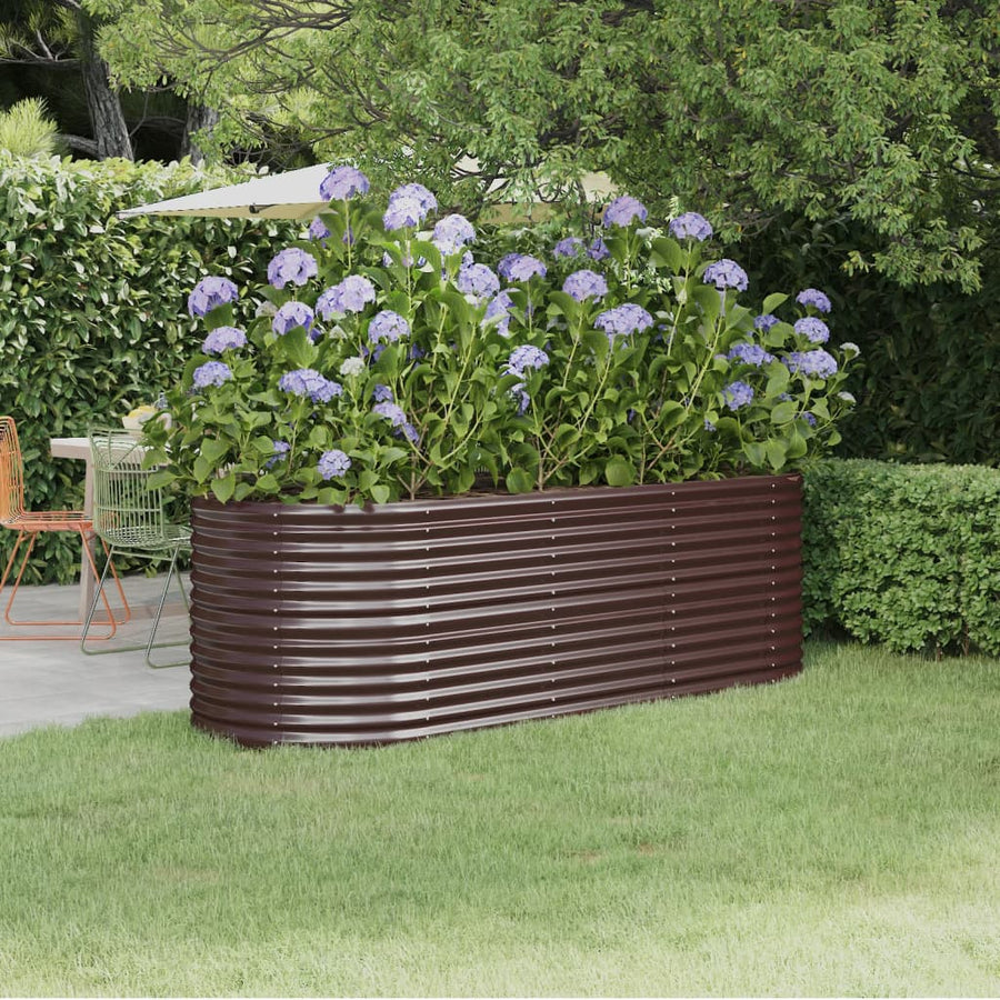 Plantenbak 224x80x68 cm gepoedercoat staal bruin 224 x 80 x 68 cm Bruin