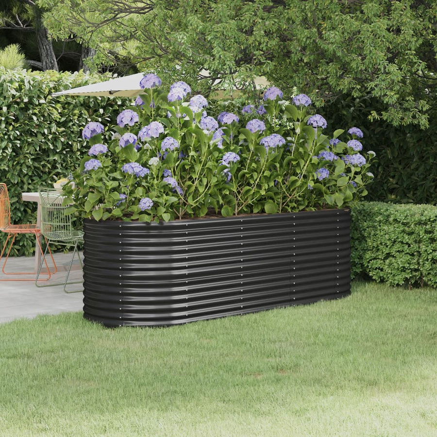 Plantenbak Gepoedercoat Staal Kleurig 224 x 80 x 68 cm Antraciet