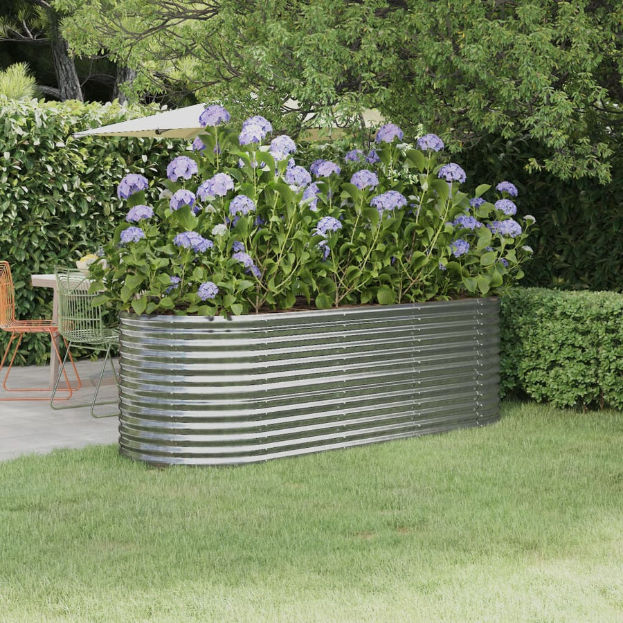 Plantenbak 224X80X68 Cm Gepoedercoat Staal Zilverkleurig