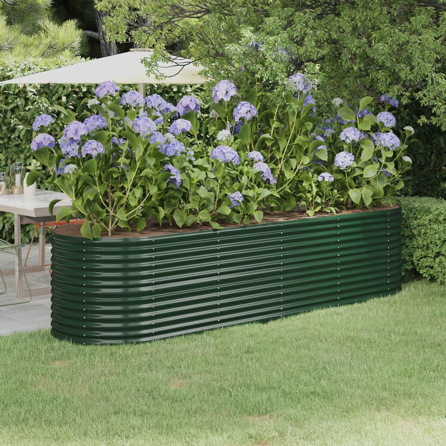 Plantenbak 296x80x68 cm gepoedercoat staal groen 296 x 80 x 68 cm Groen