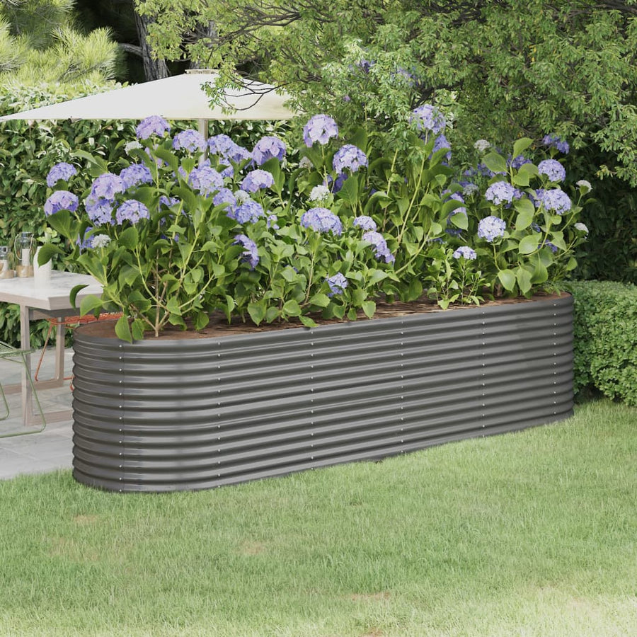 Plantenbak 296X80X68 Cm Gepoedercoat Staal Grijs