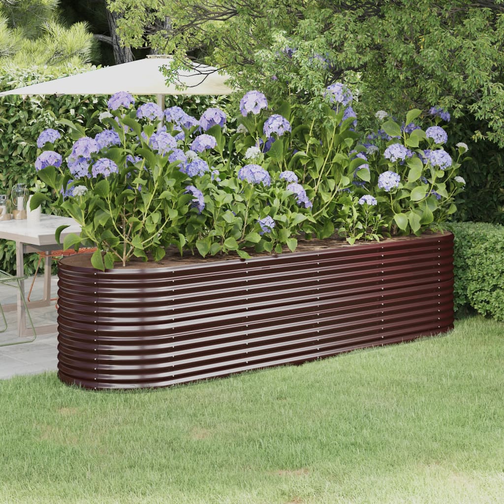 Plantenbak 296X80X68 Cm Gepoedercoat Staal Bruin