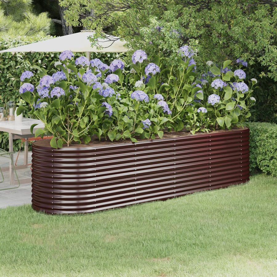 Plantenbak 296X80X68 Cm Gepoedercoat Staal Bruin