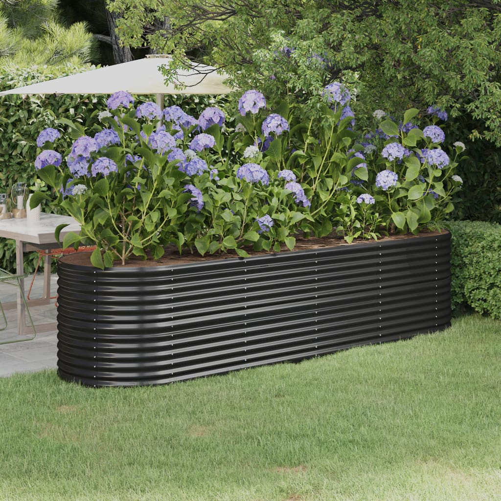 Plantenbak 296x80x68 cm gepoedercoat staal antracietkleurig 296 x 80 x 68 cm Antraciet