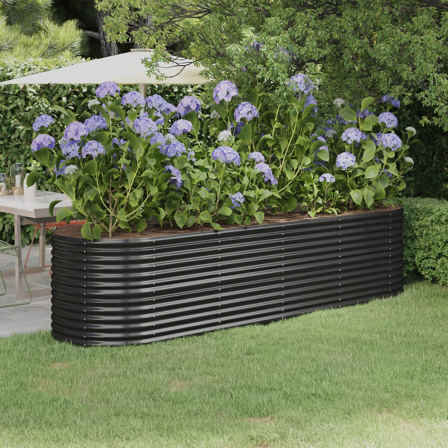 Plantenbak 296x80x68 cm gepoedercoat staal antracietkleurig 296 x 80 x 68 cm Antraciet