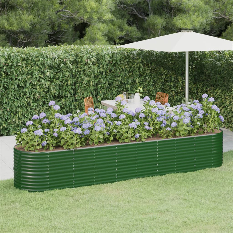 Plantenbak 368x80x68 cm gepoedercoat staal groen 368 x 80 x 68 cm Groen