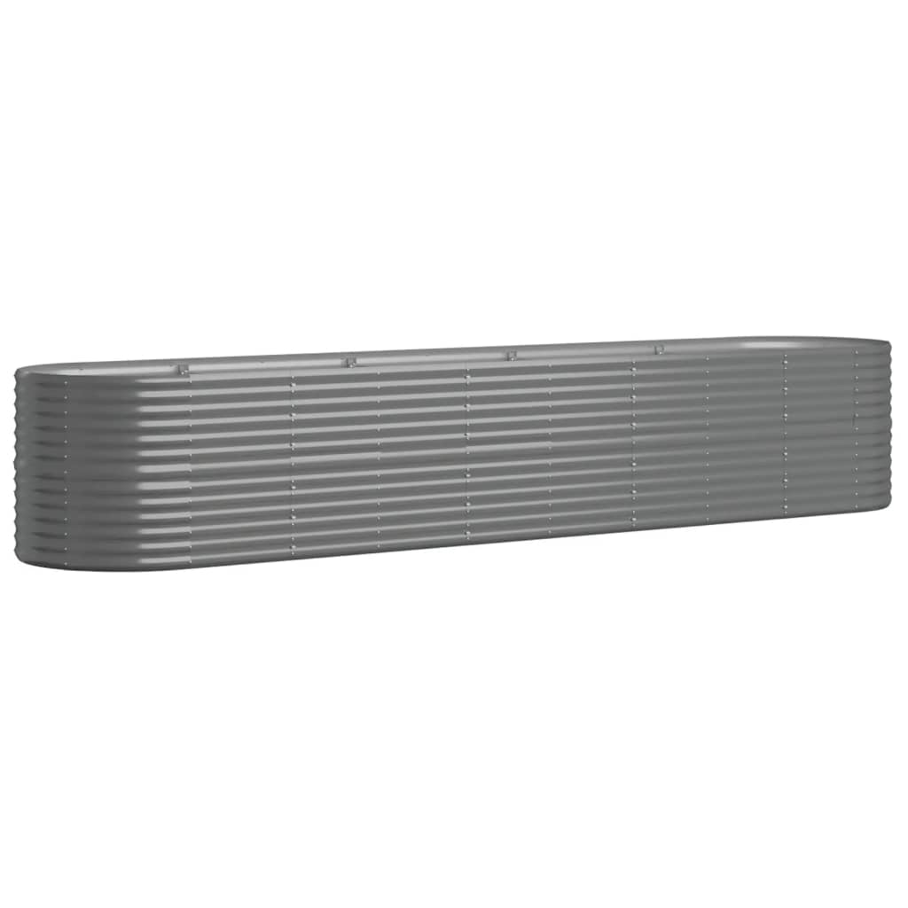 Plantenbak 368X80X68 Cm Gepoedercoat Staal Grijs
