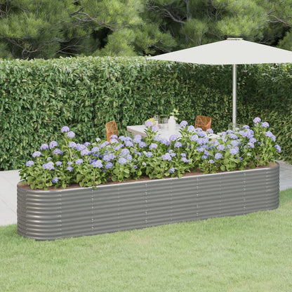 Plantenbak 368X80X68 Cm Gepoedercoat Staal Grijs