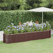 Planter 368x80x68 cm galvanized steel brown