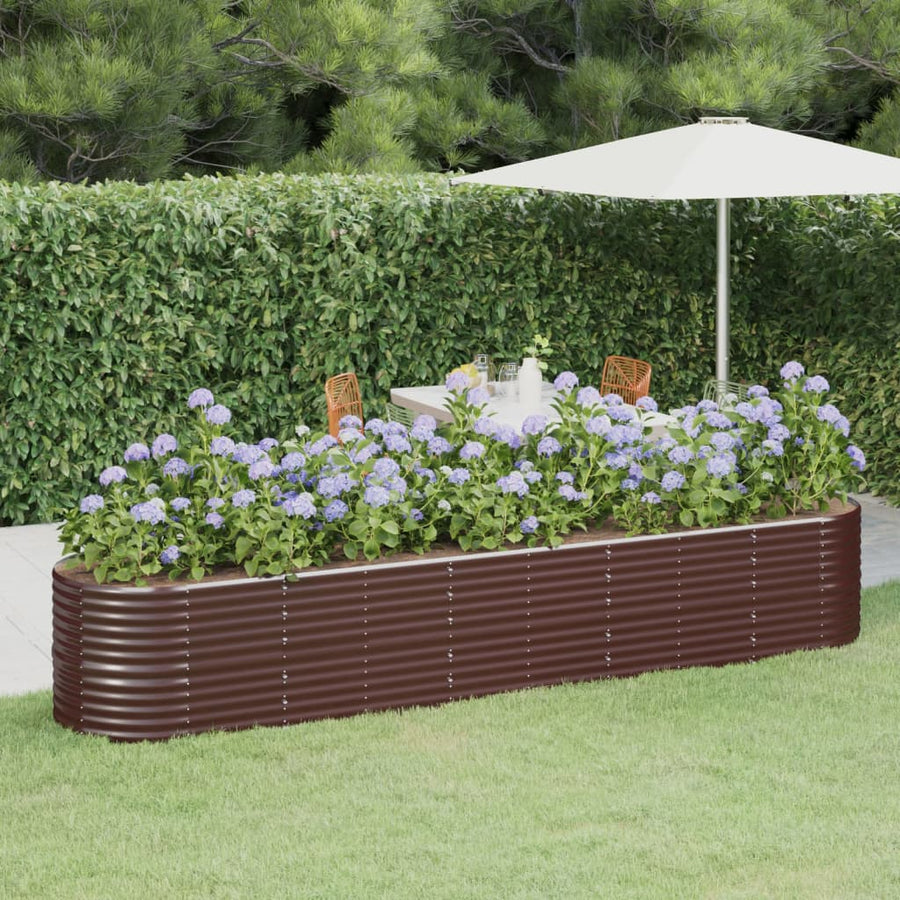 Plantenbak 368X80X68 Cm Gepoedercoat Staal Bruin