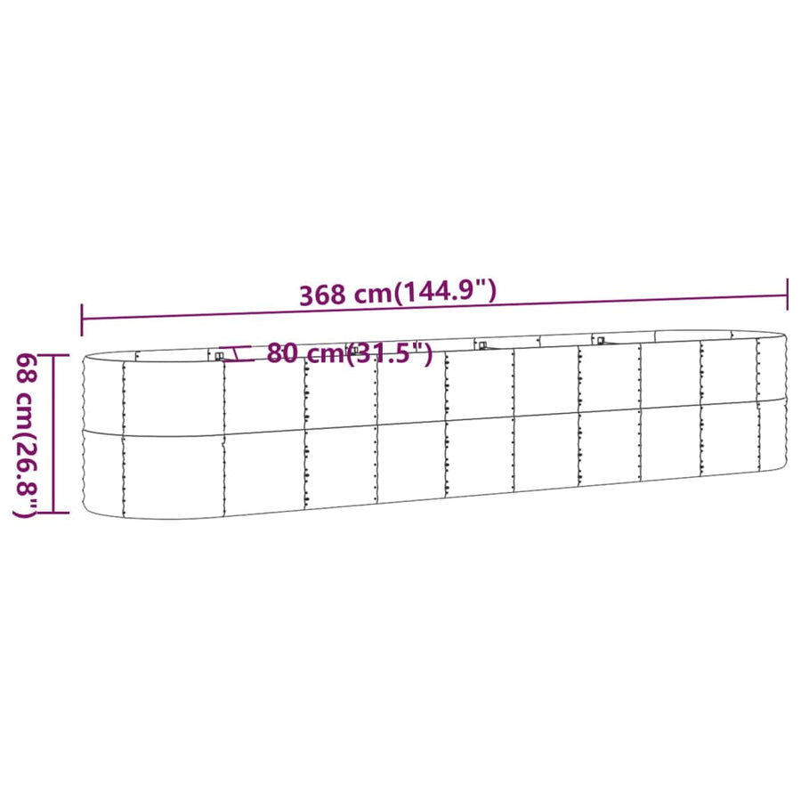 Plantenbak 368X80X68 Cm Gepoedercoat Staal Antracietkleurig