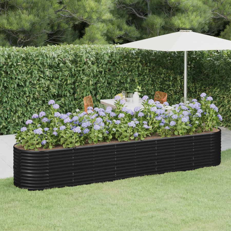 Plantenbak 368X80X68 Cm Gepoedercoat Staal Antracietkleurig