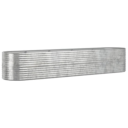 Plantenbak 368X80X68 Cm Gepoedercoat Staal Zilverkleurig