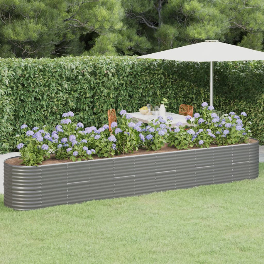 Plantenbak 440X80X68 Cm Gepoedercoat Staal Grijs