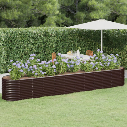 Plantenbak 440X80X68 Cm Gepoedercoat Staal Bruin 1 440 x 80 x 68 cm