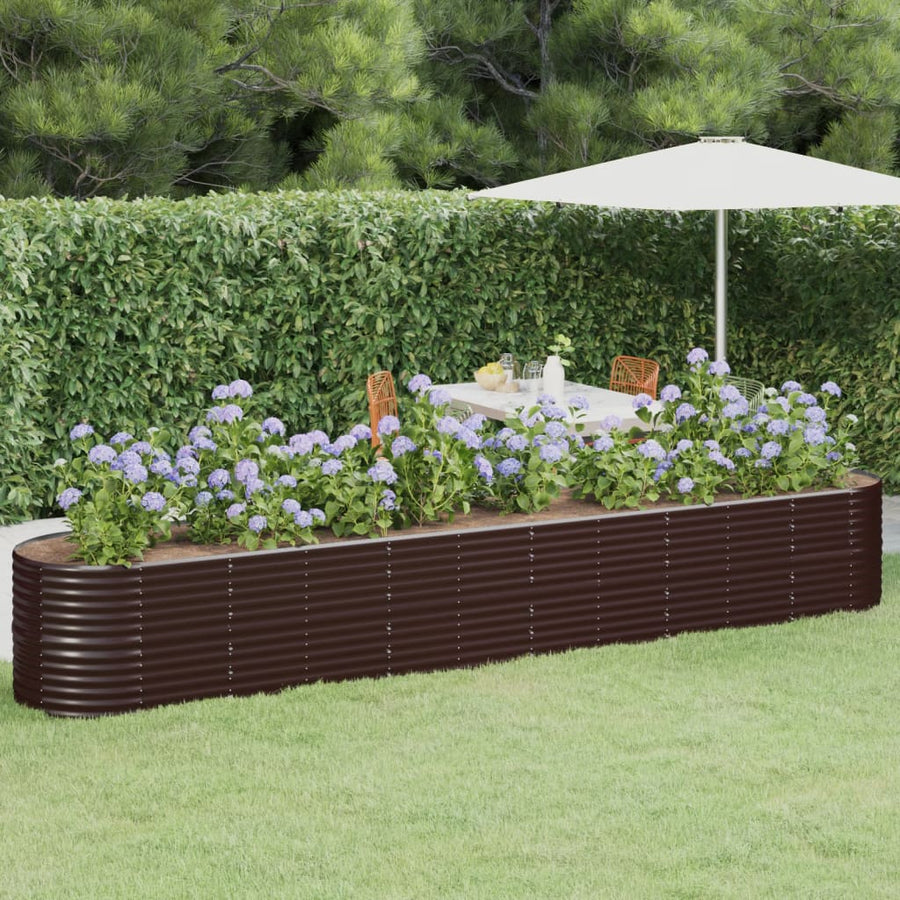 Plantenbak 440X80X68 Cm Gepoedercoat Staal Bruin 1 440 x 80 x 68 cm