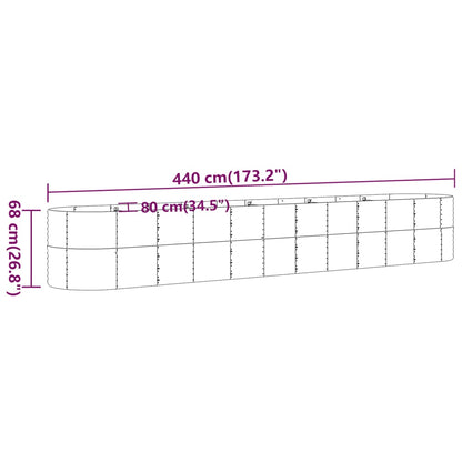 Plantenbak 440x80x68 cm gegalvaniseerd staal zilverkleurig