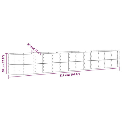 Plantenbak 512x80x68 cm gepoedercoat staal zilverkleurig 512 x 80 x 68 cm Zilver