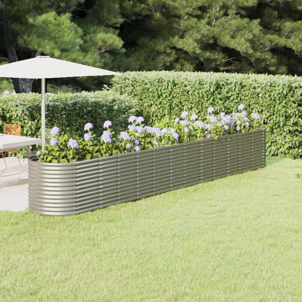 Plantenbak 512x80x68 cm gepoedercoat staal zilverkleurig 512 x 80 x 68 cm Zilver