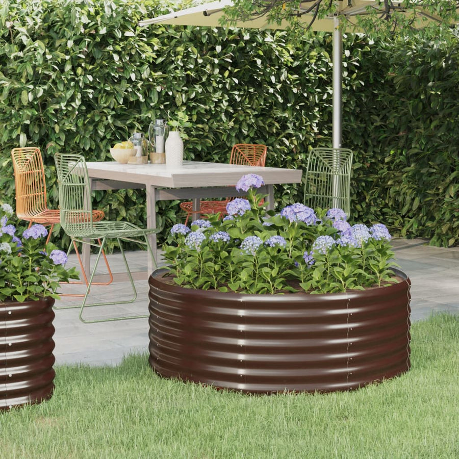 Plantenbak Gepoedercoat Staal 100 x 100 x 36 cm Bruin