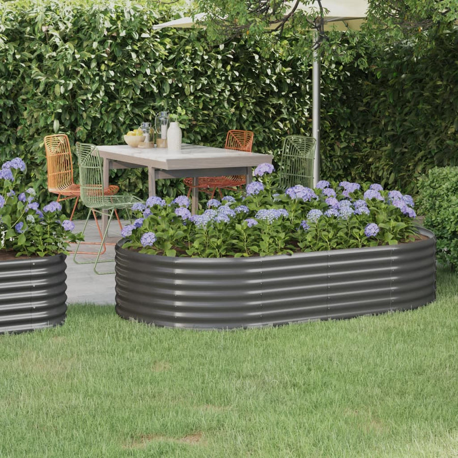 Plantenbak 175X100X36 Cm Gepoedercoat Staal Grijs