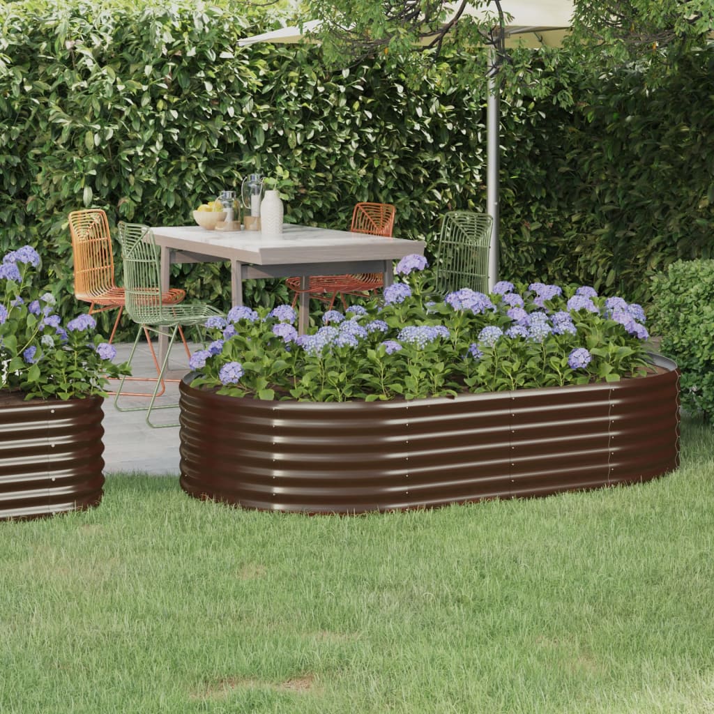 Plantenbak 175X100X36 Cm Gepoedercoat Staal Bruin 175 x 100 x 36 cm