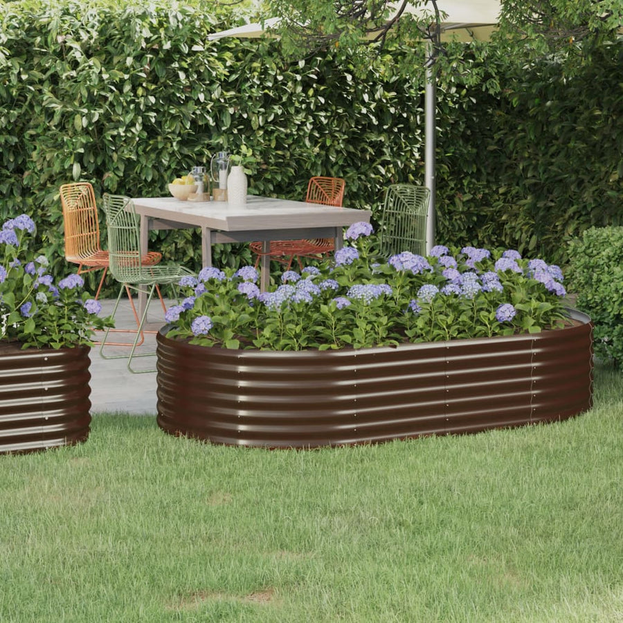 Plantenbak 175X100X36 Cm Gepoedercoat Staal Bruin 175 x 100 x 36 cm