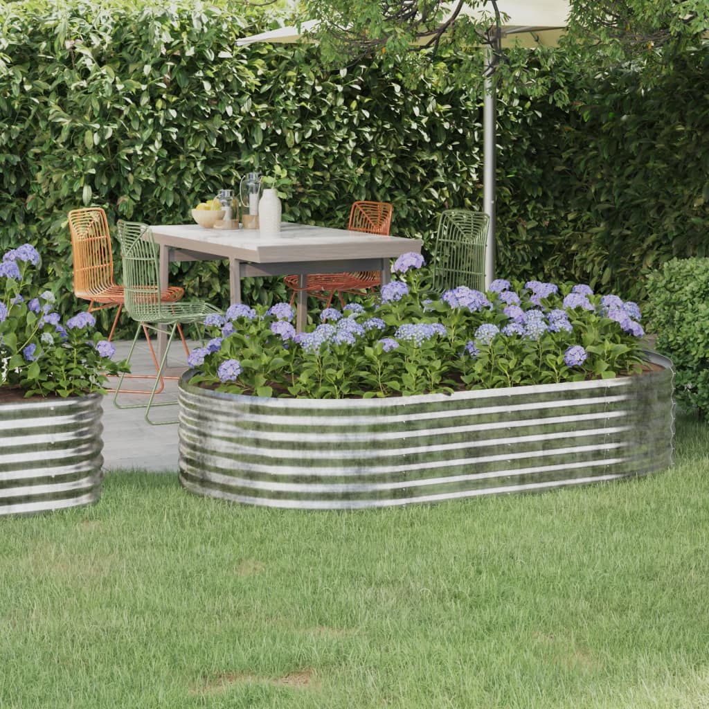 Plantenbak 175X100X36 Cm Gepoedercoat Staal Zilverkleurig