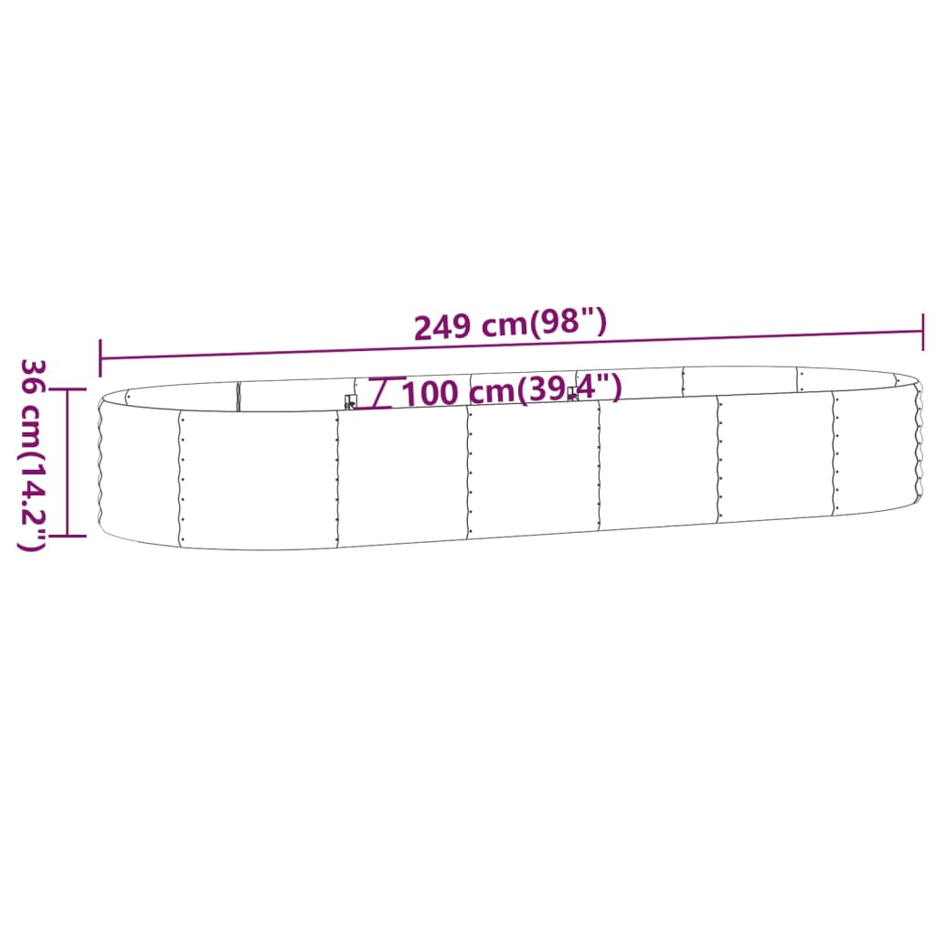 Plantenbak 249X100X36 Cm Gepoedercoat Staal Groen 249 x 100 x 36 cm