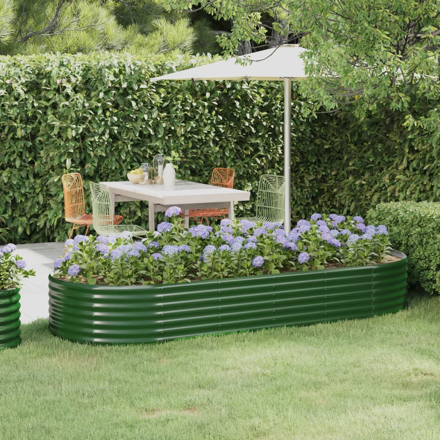 Plantenbak 249X100X36 Cm Gepoedercoat Staal Groen 249 x 100 x 36 cm