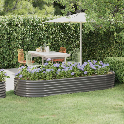 Plantenbak 249X100X36 Cm Gepoedercoat Staal Grijs 249 x 100 x 36 cm