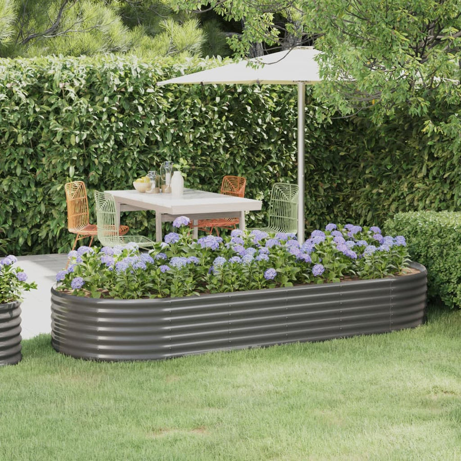 Plantenbak 249X100X36 Cm Gepoedercoat Staal Grijs 249 x 100 x 36 cm