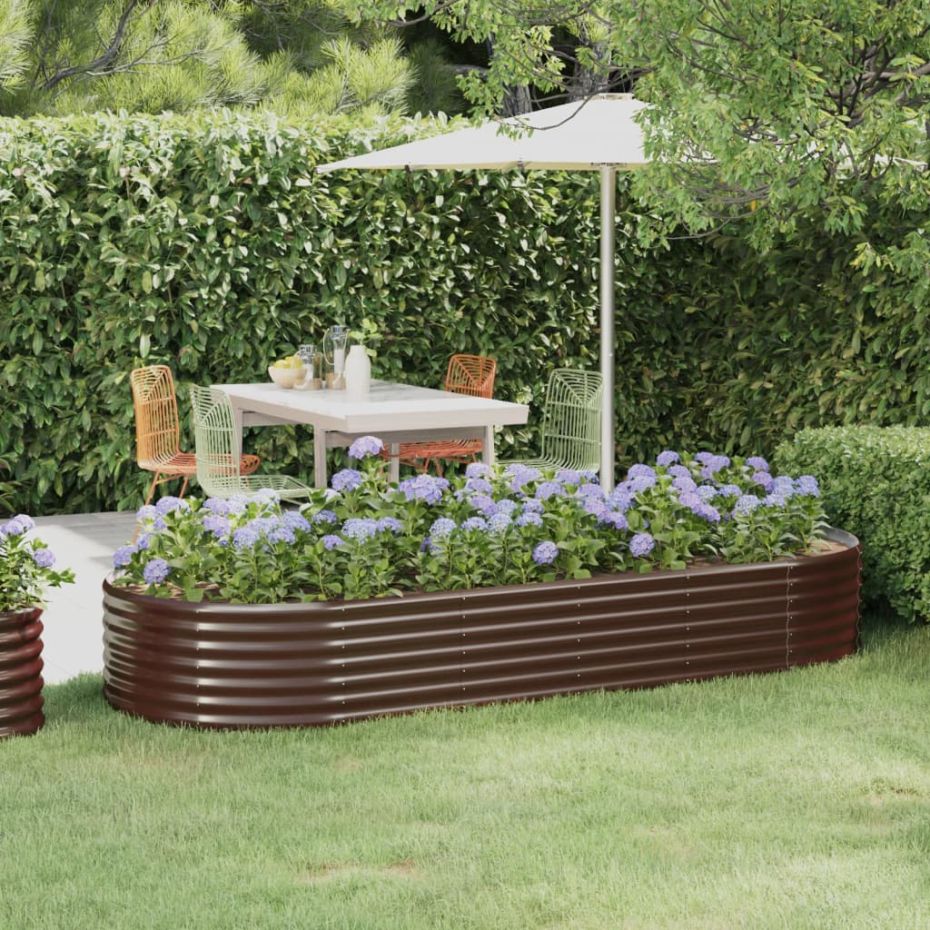 Plantenbak 249X100X36 Cm Gepoedercoat Staal Bruin