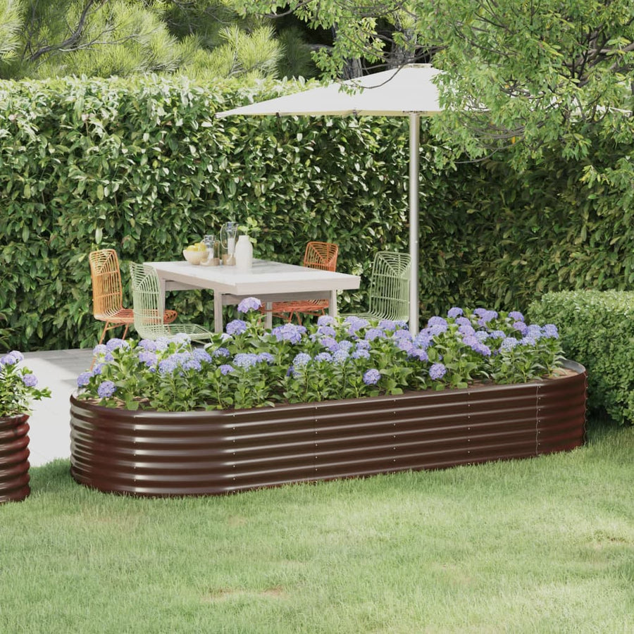 Plantenbak 249X100X36 Cm Gepoedercoat Staal Bruin