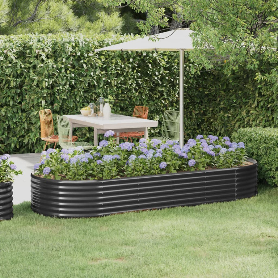 Plantenbak 249X100X36 Cm Gepoedercoat Staal Antracietkleurig 249 x 100 x 36 cm