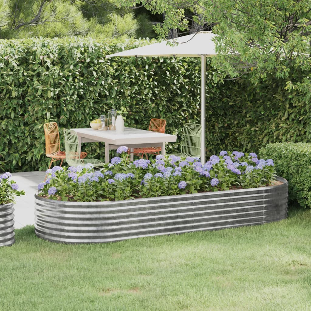 Plantenbak 249X100X36 Cm Gepoedercoat Staal Zilverkleurig
