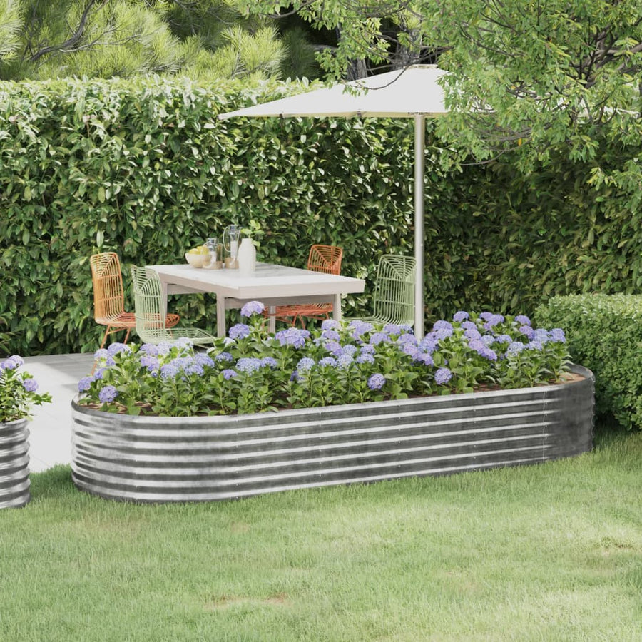 Plantenbak 249X100X36 Cm Gepoedercoat Staal Zilverkleurig