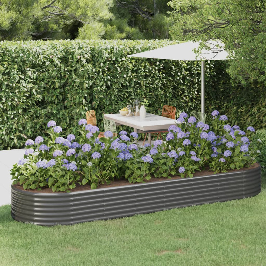 Plantenbak 322X100X36 Cm Gepoedercoat Staal Grijs