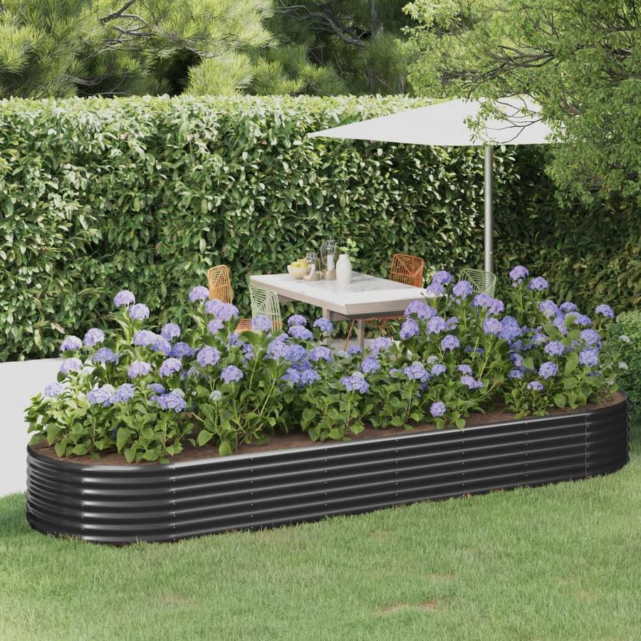 Plantenbak 322X100X36 Cm Gepoedercoat Staal Antracietkleurig