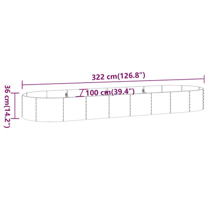 Plantenbak 322X100X36 Cm Gepoedercoat Staal Zilverkleurig