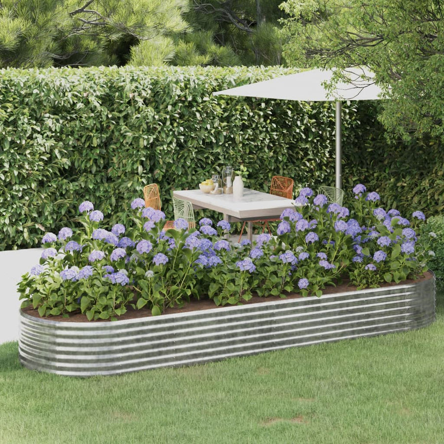Plantenbak 322X100X36 Cm Gepoedercoat Staal Zilverkleurig