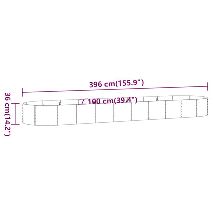 Plantenbak 396x100x36 cm gegalvaniseerd staal grijs