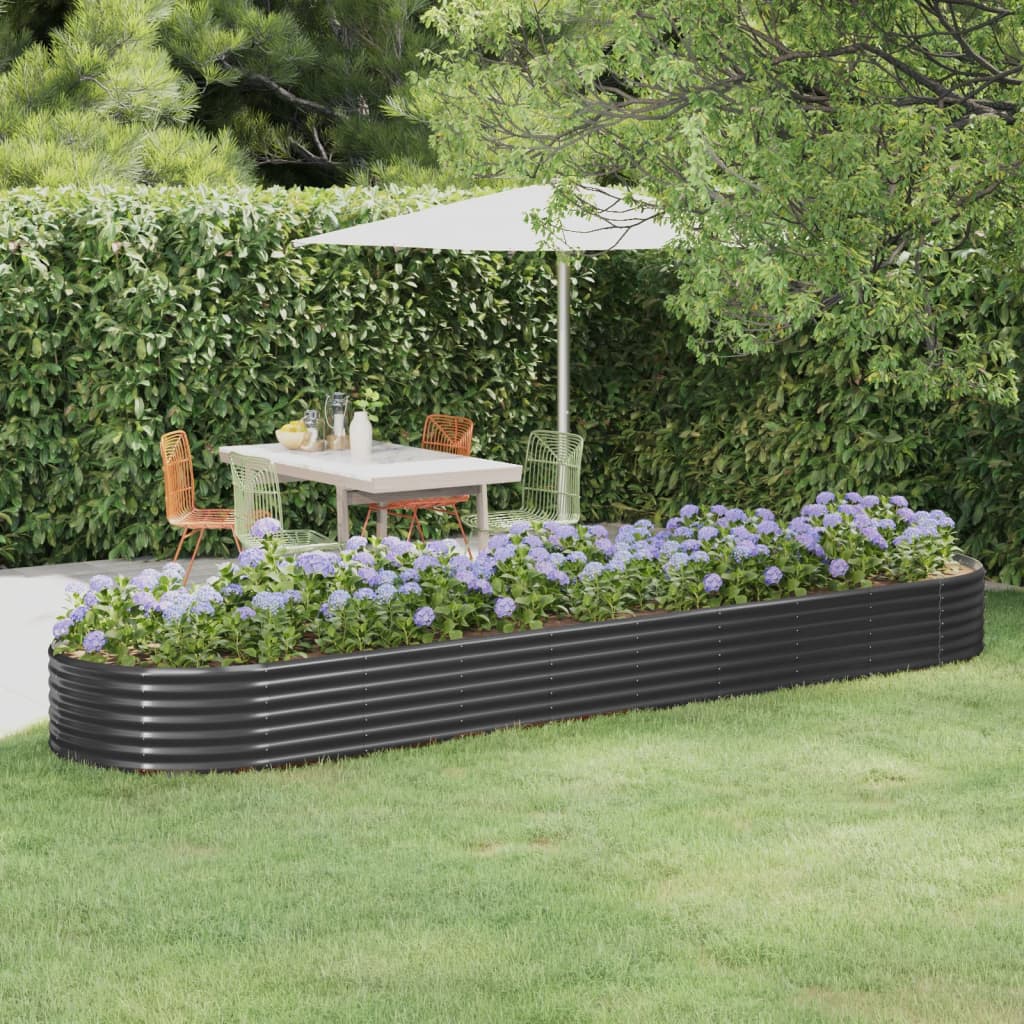 Plantenbak 396X100X36 Cm Gepoedercoat Staal Antracietkleurig