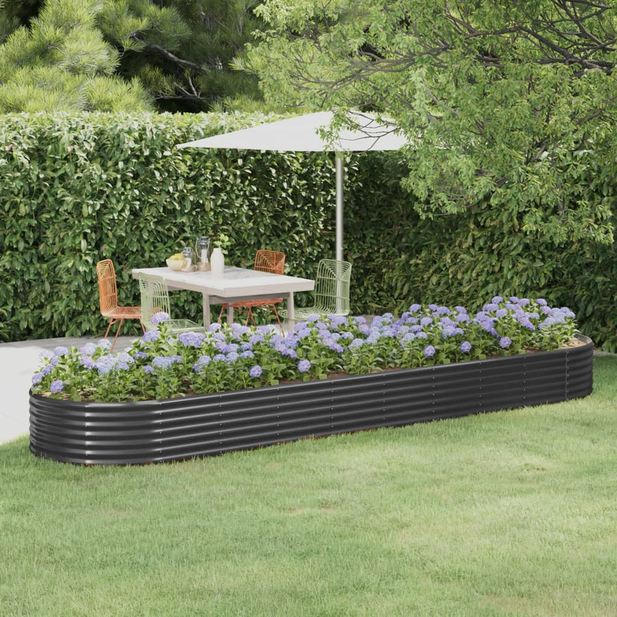Plantenbak 396X100X36 Cm Gepoedercoat Staal Antracietkleurig