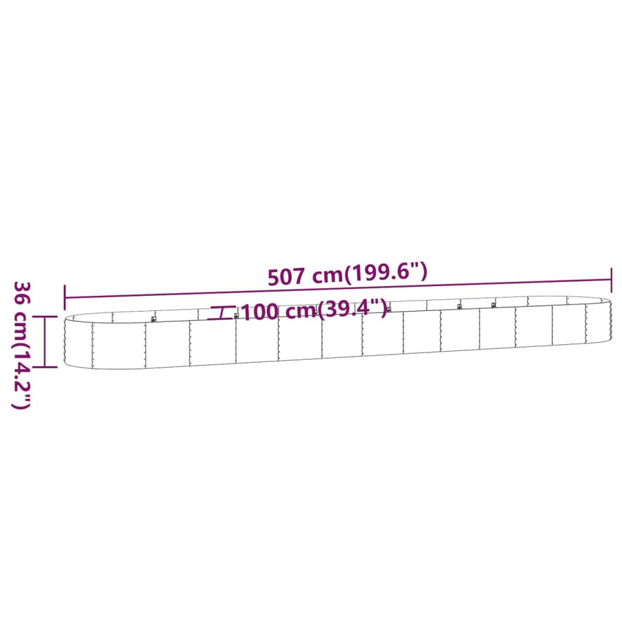 Plantenbak 507x100x36 cm gegalvaniseerd staal groen